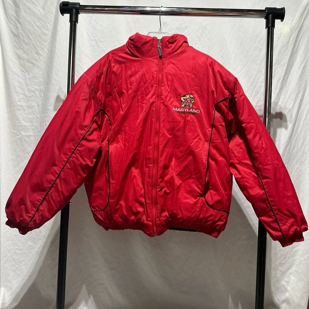 Vintage Maryland Terrapins Black Red Reversible Puffer Jacket  Like New Men's XL